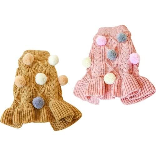 Dog Sweater Dress With Bowtie Checkered Cute Winter Warm Pet Apparel For All Sizes Of Dog Ball Sweaters Skirt