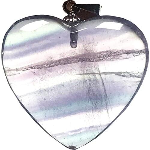 Top Natural Purple Fluorite Quartz Pendant Heart For Women Man 925 Silver Crystal 21x9mm Beads Rainbow Gemstone Jewelry AAAAA