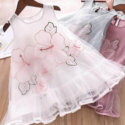 2019 SALE !! Girl dress with embroidery flower / Tulle dress for girl