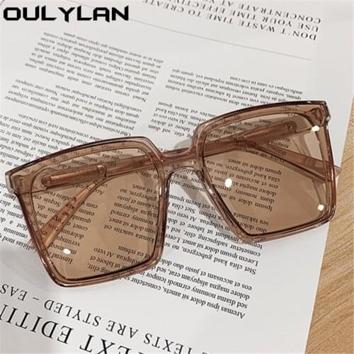 Oulylan Classic Oversized Sunglasses Women Men Vintage Square Sun Glasses Shades Ladies Trendy Designer UV400 Gradient Sunglass