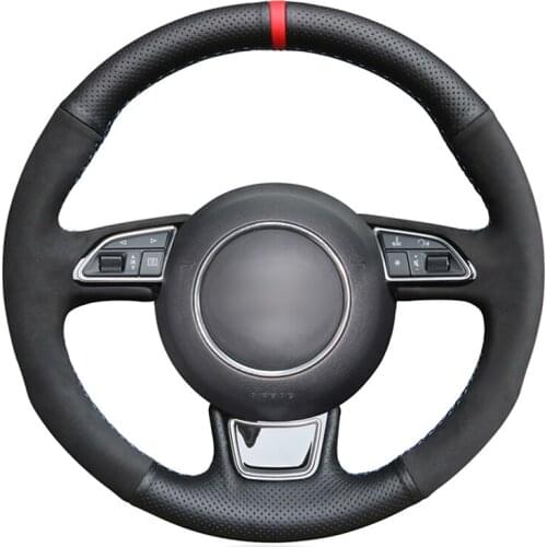 Hand-stitched Black Genuine Leather Car Steering Wheel Cover for Audi A1 8X A3 8V Sportback A4 B8 Avant A5 8T A6 C7 A7 G8 A8 D4