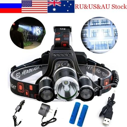 ZK20 8000LM LED Headlamp Head Lamp Light Headlight Hunting Camping Fishing Mining Torch Light 18650 Rechargeable Battery