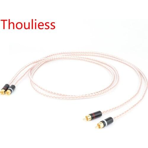 Thouliess Single Crystal Copper Silver Mixed Audio Cable HIFI RCA Interconnect Cable 2RCA to RCA Cable for Amplifier Player