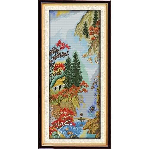 Everlasting Love Cloud In The Hills Chinese Cross Stitch Kits Ecological Cotton Stamped 11CT DIY New Year Decorations For Home