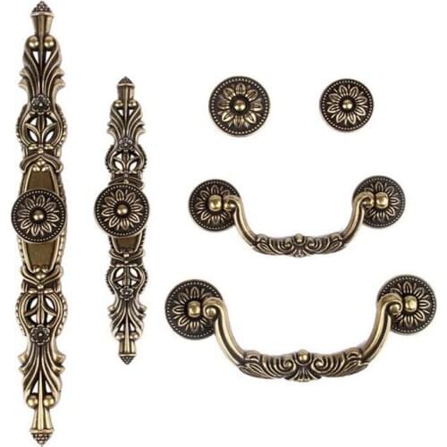 Vintage Door Handle American Style Cabinet Wardrobe Long Handle Antique Drawer Bedside Table Round Single Hole Knob