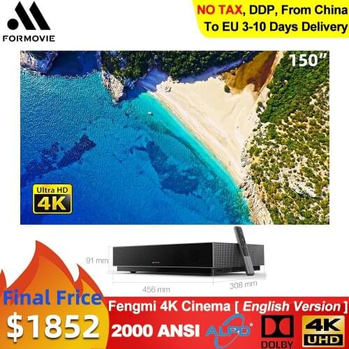 Youpin Fengmi Laser TV 4K Cinema Home Theatre 2000 ANSI Lumens 150 Inch 2.4G/5G WiFi 2GB64GB MIUI TV Projector Support HDR10 DTS