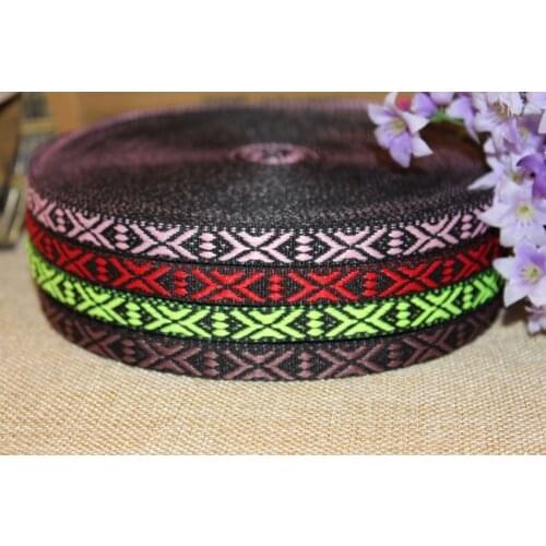 Wide 1cm 20yards/lot Polyester folk style Woven Jacquard Ribbon geometry pattern