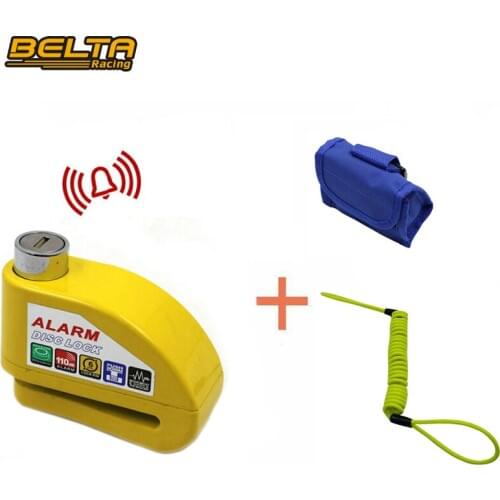 Yellow Motorcycle Bicycle Waterproof Security Anti-Theft Disc Alarm Lock System With Black Bag&Green Cable KSS-L101 YW series