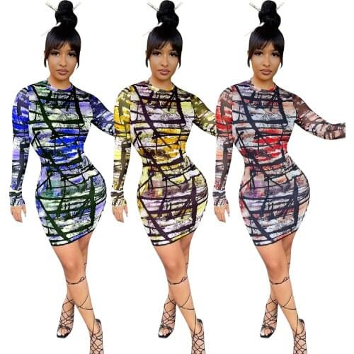Digital Print Round Neck Full Sleeve Women Sexy Skinny Bodysuits