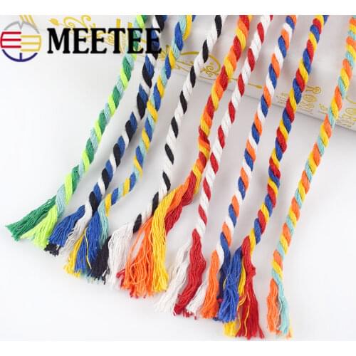 15mx6mm Colored 100% Cotton 3 Shares Twisted Cotton Cords DIY Craft Cotton Rope For Bag Belt Decor Cord Ropes Sewing Accessories