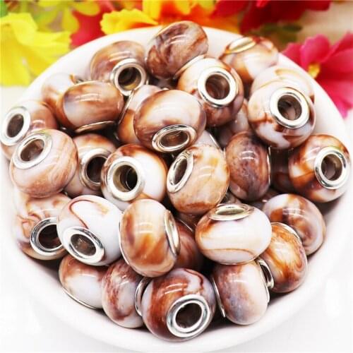 10Pcs Handmade Brown Cloud Assortment Color Resin European Bracelet Spacer Beads for Jewelry Making Adults Bulk Lot Wholesale