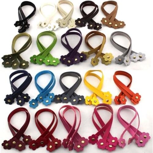 2 pair Decorative flowers Micro fiber Imitation leather handle length 30CM purse frame handbag Strap width 1.2CM