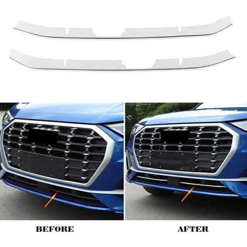2Pc Car Front Bumper Chrome Grille Cover Trim Molding for Q3 F3 2019 2020 Car Styling Front Bumper Lower Grille