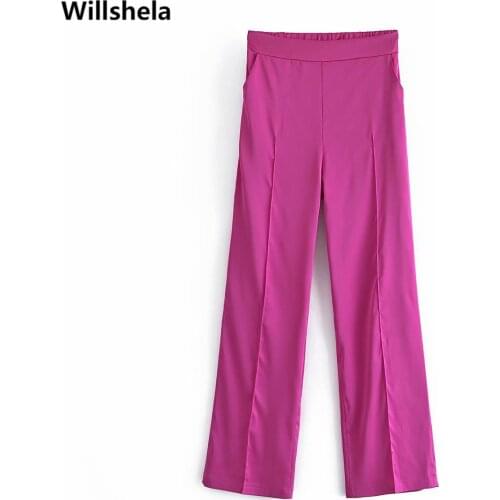 2021 Women Satin Pants Fashion Elastic Hight-waist Casual Glossy texture trousers woman y2k Pants pantalon pour femme