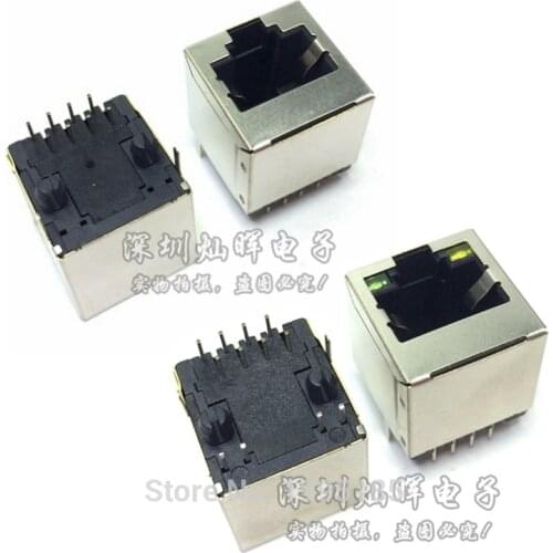 5pcs RJ45 Shielded Network Socket With Lamp LED Crystal Head Interface Network port 8P8C Copper Shell Vertical 180 Degrees