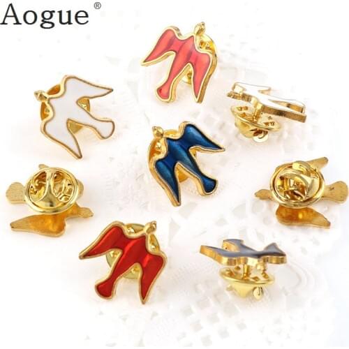 6 Pieces Random Mixed Color Enamel Brooches Pins Pigeon Metal Badges Cross Lapel Pins for Clothes Vintage Collar Jewelry