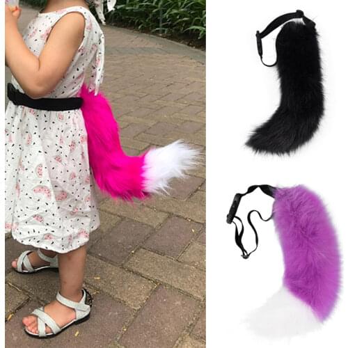 JUNBOON Faux Fur Childrens Day fox cat Tail Cosplay Halloween Party Costume