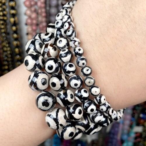 Natural Tibetan Dzi Agates Stone Round Beads Loose Spacer Beads For Jewelry Making Diy Bracelet Accessories 4-12mm 15" Wholesale