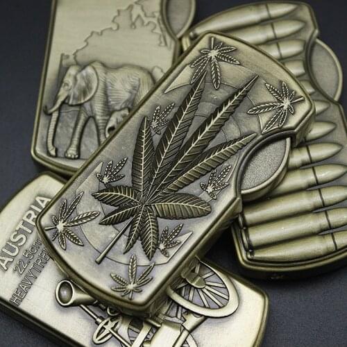 Four pattern selections Vintage Bronze Relief Lighter Butane Jet Torch Turbo Lighter Gas Windproof Inflatable Cigar Metal