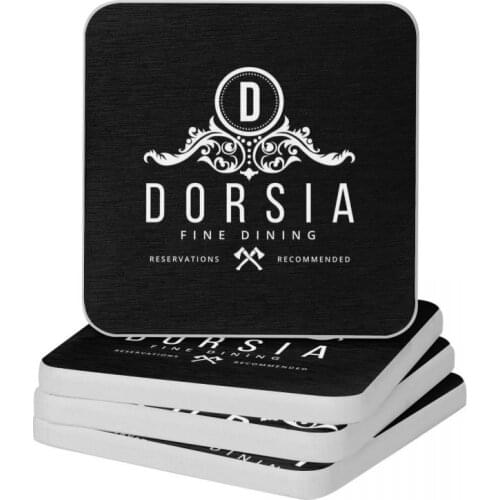 Dorsia Fine Dining Restaurant Logo Diatomaceous Earth Square Round Coaster Eco-friendly Cup Bonsai Mat Soap Pad Diameter 10cm