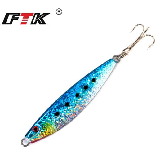 FTK Metal Cast Jig Spoon 15g 20g 25g 30g 35g 40g 60g 80g Casting Jigging Lead Fish Sea Bass Fishing Lure Sardine Artificial Bait