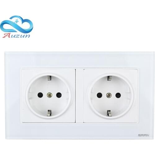 European Standard Double Wall Switch German Wall Socket Tempered Glass Panel 86 Double Purpose 16A