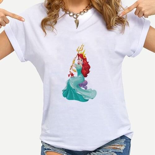 The Little Mermaid Disney T Shirt Women Fashion Princess Ariel Print Aesthetic Clothes Female Short Sleeve Urban T-shirt Elegant