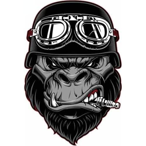 Gorilla Biker Cartoon Car Stickers Helmet Motorcycle Sunscreen Vinyl JDM Cover Scratches Waterproof Bumper Trunk Truck Graphics