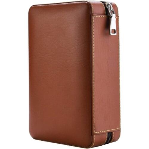 Cigar Storage Cigar Humidors Cigar Humidor Case Portable Cedar Wood Leather Travel Humidor Humidifier Set Gift Box