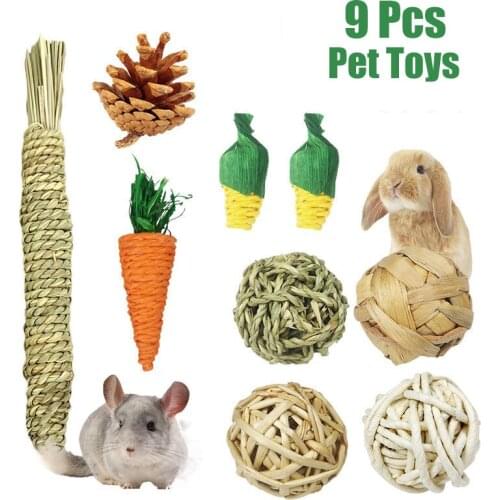 Natural Glass Small Animal Activity Chew Toys Rabbits Bird Parrot Play Rattan Balls Pets Teeth Grinding Toy Tree Branch