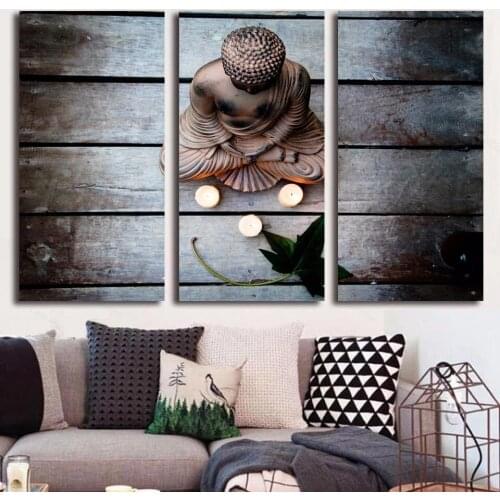 Canvas Painting Home Decorative 3 Panel Buddha Hd Print Modular Framework Picture Wall Art Prints Panels Poster for Living Room