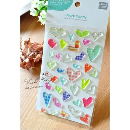 Korea Rainbow color Love heart Stickers /DIY scrapbook diary deco stickers/Decorative items/School stationery Supplies G029