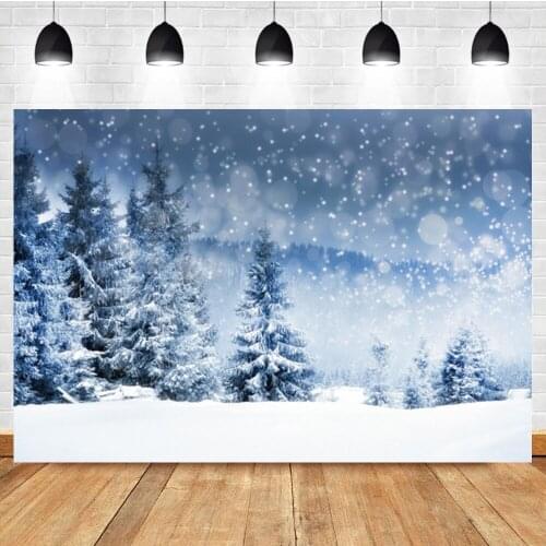Laeacco Winter White Forest Snowflakes Beautiful Landscape Photo Photography Background Photographic Backdrop For Photo Studio