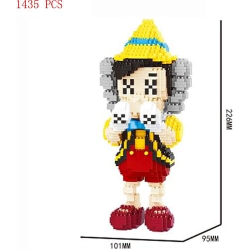 Hot fashion Pinocchio x kawe classic cartoon fairy tale figure mini micro diamond building block model brick toys for child gift