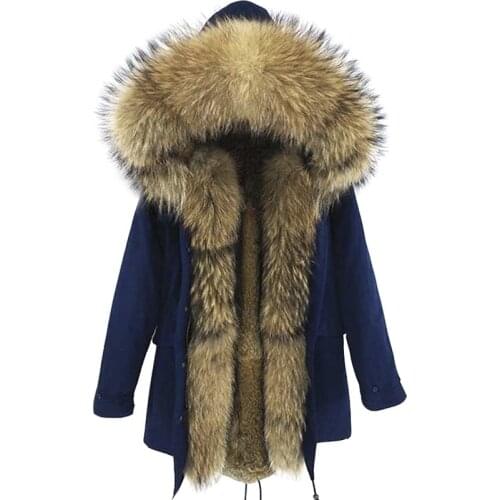 7XL Winter Real Fox Fur Coat Long Parka Waterproof Men Real Rabbit Fur Liner Natural Fur Collar Hooded Thick Warm Male Jacket