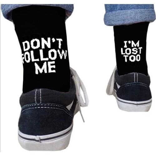 “ DON`T FOLLOW ME” Popular sock heel letter cotton middle sock funny