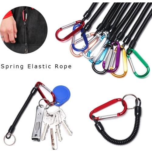 NEW TPU Retractable Spring Elastic Rope Security Lock Plastic Retractable Tether Anti-lost Keychain Carabiner Climbing Accessory