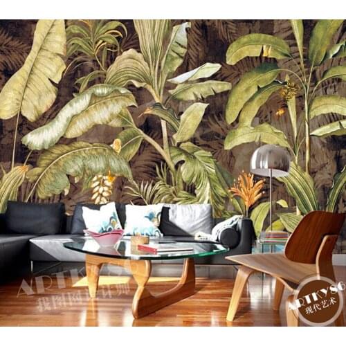 Custom retro wallpaper, banana leaf painting for the living room bedroom TV background wall waterproof wallpaper papel de parede