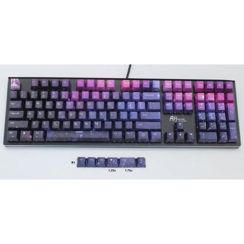 OEM Profile PBT Keycaps Galaxy 5-Side Dye-Subbed Fit Cherry MX Switches for 61 63 64 84 87 96 104 108 Mechanical Keyboards