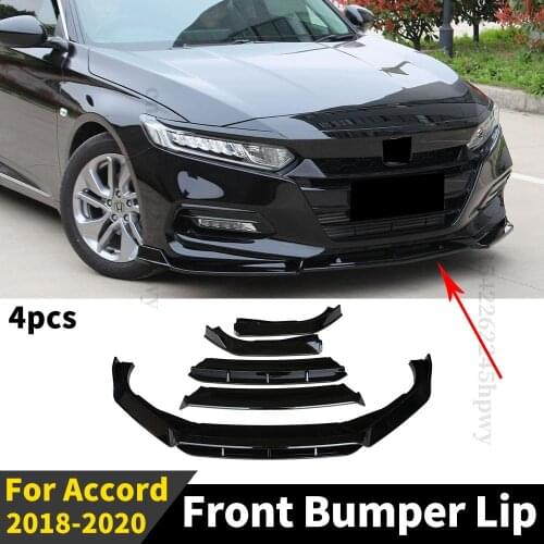Front Bumper Lip Chin Carbon Fiber Look Guard Body Kit Diffuser Spoiler Deflector Accessories For Handa Accord 2018 2019 2020
