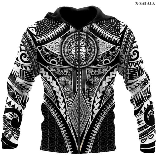 Polynesia Hawaii Tattoo 3D Over Printed Hoodie Man Women Unisex Outwear Zipper Pullover Sweatshirt Casual