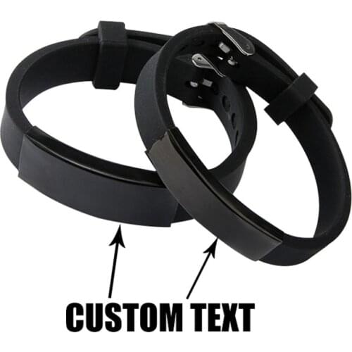 Custom Name Silicone Bracelet Men Punk Fashion Lovers' Black Engrave Logo Id Bracelets For Women Friends Luxury Brand