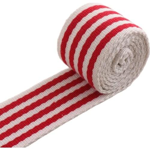 38mm WEBBING Bag Purse Red White Straps Striped Webbing Ribbon Twill White Totes Belts Tape Bag Handle 1 1/2"