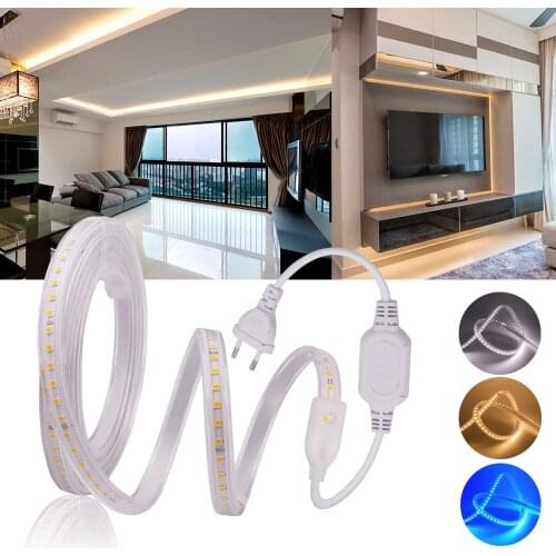 AC220V LED Strip SMD 2835 High Brightness Led Ribbon Soft Lighting Flexible LED Light 120leds/m Safety Waterproof Led Stripe