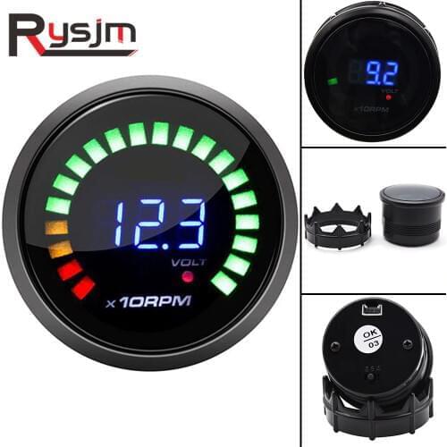 Tachometer 52mm Car Engine Rev Counter Tacho Pointer Gauge Meter 0-9990 RPM LED DC 12V Mini Auto Parts Motorcycle Accessories