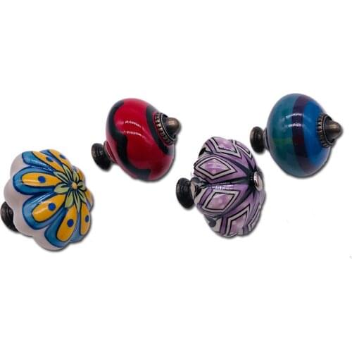 1pc Vintage Blue Solid Ceramic Round Cabinet Door Knobs and Handles Furniture Cupboard Wardrobe Drawer Pull Red Handle