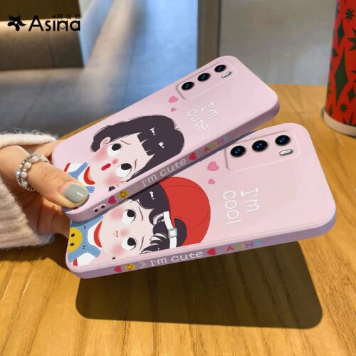 ASINA Liquid Silicone Case For Huawei P40 P30 P20 Pro Cover Cartoon Bumper Straight Edge Cases For Nova 3 3i 4 5t 6 7 8 Coque