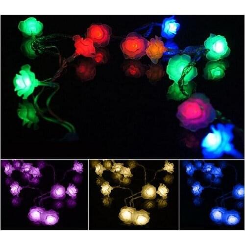 2m 20 led 4.5V RGB Battery Operated Rose Flower Battery-powered Lights For Wedding Or Christmas