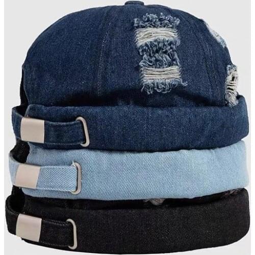 2020 Japanese Cowboy Men Cap Fashion Wash Landlord Selfdom Hole Vintage Beanie Adjustable Winter Autumn Women Hat