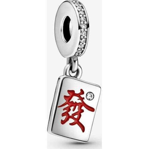 2021New S925 Sterling Silver Mahjong Charm Fit Original 3mm Bracelet&Bangle For Women Birthday Fashion Jewelry Gift
